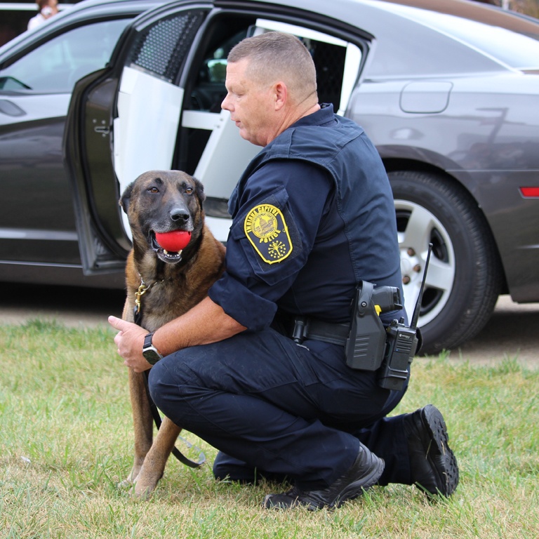 Police officer working with a police dog.